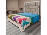 Abakuhaus Lenzuolo Estivo, Panorama Marino Con Adorabili Sedie A Sdraio Colorate Su Spiaggia Sabbiosa, Lenzuolo Morbido E Confortevole Per Un Letto Decorativo 1 Pezzo 275 Cm X 260 Cm, Multicolore