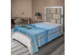 Abakuhaus Lenzuolo Con Paesaggio, Seascape Beach Seaside Hills Alberi Vista Dalla Finestra Panorama Tropicale, Morbido E Confortevole Lenzuolo Superiore Per Un Letto Decorativo 1 Pezzo 260 Cm X 168 Cm, Blu E Bianco
