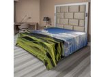 Abakuhaus Lenzuolo Naturale, Sole Alpino, Panorama Estivo, Colline Erbose, Campo Da Golf, Morbido E Confortevole Lenzuolo Superiore Per Un Letto Decorativo, 1 Pezzo, 266 Cm X 260 Cm, Verde Blu