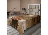 Abakuhaus Lenzuolo Nautico, Nave Solitaria Che Naviga Nell'oceano Con Effetto Grunge Invecchiato Tema Marittimo, Lenzuolo Superiore Morbido E Confortevole Per Un Letto Decorativo 1 Pezzo 190 Cm X 100 Cm, Marrone Chiaro Ambra