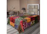 Abakuhaus Lenzuolo Botanico, Rami Di Pino Colorati Con Pannocchie In Stile Patchwork A Quadrati, Lenzuolo Morbido E Confortevole Per Un Letto Decorativo 1 Pezzo 260 Cm X 168 Cm, Multicolore