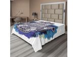 Abakuhaus Lenzuolo Etnico, Antico Simbolo Mistico Delle Culture Orientali Su Uno Sfondo Acquerellato, Lenzuolo Morbido E Confortevole Per Un Letto Decorativo 1 Pezzo 275 Cm X 260 Cm, Blu Viola Scuro
