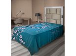 Abakuhaus Lenzuolo Giapponese, Rosa Fiorisce Foglie E Piante Artificiali Ombre Primavera Fiori Di Ciliegio Giapponesi Nel Giardino Del Parco, Lenzuolo Morbido E Confortevole Per Un Letto Decorativo 1 Pezzo 260 Cm X 168 Cm, Blu Petrolio Rosa Chiaro