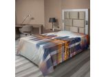 Abakuhaus Lenzuolo Con Vista Della Città, Parigi Edifici E Torre Eiffel Silhouette Riflesso Sull'acqua Al Tramonto, Morbido E Confortevole Lenzuolo Superiore Per Un Letto Decorativo 1 Pezzo 190 Cm X 100 Cm, Multicolore