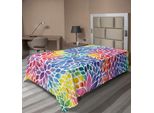 Abakuhaus Lenzuolo Colorato, Fogliame Fiorito Dai Colori Dell'arcobaleno In Stile Acquerello Con Illustrazione Primaverile, Morbido E Confortevole Lenzuolo Superiore Per Un Letto Decorativo 1 Pezzo 260 Cm X 168 Cm, Multicolore