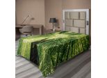 Abakuhaus Lenzuolo Da Letto Wald, Strisce Orizzontali Con Motivo Leopardato Ispirazione Indigena, Lenzuolo Superiore Morbido E Confortevole Per Un Letto Decorativo 1 Pezzo 190 Cm X 100 Cm, Verde E Verde Scuro