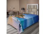 Abakuhaus Lenzuolo Da Letto, Design Estivo Palme Relax Maldive Costa Tropical Vacanze Oceano, Lenzuolo Morbido E Confortevole Per Un Letto Decorativo 1 Pezzo 190 Cm X 100 Cm, Blu Marrone