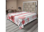 Abakuhaus Lenzuolo Con Fiori, Motivo Botanico Pastello Con Erbe Astratte, Lenzuolo Superiore Morbido E Confortevole Per Un Letto Decorativo 1 Pezzo 266 Cm X 260 Cm, Rosso Corallo Grigio Antracite