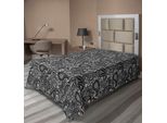 Abakuhaus Lenzuolo Paisley, Motivo Asiatico Con Simboli Religiosi Ed Elementi Tradizionali, Lenzuolo Morbido E Confortevole Per Un Letto Decorativo 1 Pezzo 260 Cm X 168 Cm, Bianco E Grigio Scuro