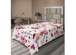Abakuhaus Lenzuolo Botanico, Motivo Cartoon Con Fiori Primaverili E Rami Ripetuti, Lenzuolo Morbido E Confortevole Per Un Letto Decorativo 1 Pezzo 260 Cm X 168 Cm, Multicolore
