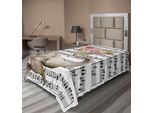 Abakuhaus Lenzuolo Con Elefante, Grande Animale Con Cuore Fiorito Su Sfondo Musicale, Lenzuolo Morbido E Confortevole Per Un Letto Decorativo 1 Pezzo 260 Cm X 168 Cm, Multicolore