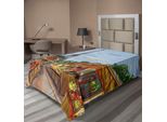 Abakuhaus Paris Lenzuolo, Illustrazione Colorata Dipinta A Mano Della Francia, Strada, Torre Eiffel, Lenzuolo Morbido E Confortevole Per Un Letto Decorativo, 1 Pezzo, 190 Cm X 100 Cm, Ambra E Blu
