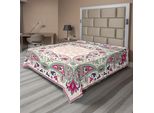 Abakuhaus Lenzuolo Paisley, Stampa Geometrica Decorativa Quadrata, Stampa Moderna Stilizzata, Lenzuolo Morbido E Confortevole Per Un Letto Decorativo, 1 Pezzo, 275 Cm X 260 Cm, Verde Chiaro Blu Navy