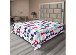 Abakuhaus Lenzuolo Con Stampa Gatti, Animaletti Colorati Con Fiori E Simpatici Gattini, Morbido E Confortevole Lenzuolo Superiore Per Un Letto Decorativo, 1 Pezzo, 244 Cm X 205 Cm, Multicolore