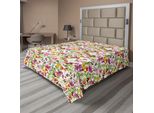Abakuhaus Lenzuolo Con Motivo Floreale, Motivo Floreale Vintage Retrò Francese, Elegante Design Vintage, Lenzuolo Morbido E Confortevole Per Un Letto Decorativo, 1 Pezzo, 266 Cm X 260 Cm, Verde Reseda, Caffè Chiaro