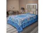 Abakuhaus Lenzuolo Paisley, Classico Motivo Floreale Orientale Decorativo Con Stampa Stilizzata, Lenzuolo Morbido E Confortevole Per Un Letto Decorativo 1 Pezzo 260 Cm X 168 Cm, Blu Navy, Blu Cielo, Bianco