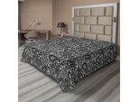 Abakuhaus Lenzuolo Paisley, Motivo Asiatico Con Simboli Religiosi Ed Elementi Tradizionali, Lenzuolo Morbido E Confortevole Per Un Letto Decorativo 1 Pezzo 244 Cm X 205 Cm, Bianco E Grigio Scuro