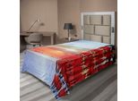 Abakuhaus Lenzuolo Da Letto, Acchiappasogni Ibiza Tramonto Mediterraneo Immagine Viaggio Vacanza Tema Immagine, Morbido E Confortevole Lenzuolo Superiore Per Un Letto Decorativo 1 Pezzo 260 Cm X 168 Cm, Rosso Corallo Blu Rosso