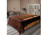 Abakuhaus Lenzuolo Da Letto, Sentiero Escursionistico Autunnale Nella Foresta Incantata Autumn Colors, Morbido E Confortevole Lenzuolo Superiore Per Un Letto Decorativo 1 Pezzo 260 Cm X 168 Cm, Arancione Scuro Marrone Scuro