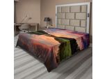 Abakuhaus Americana Lenzuolo, Parco Forestale In Ucraina Panorama Con Riflesso Sull'acqua Immagine Stampata, Morbido E Confortevole Lenzuolo Superiore Per Un Letto Decorativo 1 Pezzo 260 Cm X 228 Cm, Corallo Verde Blu