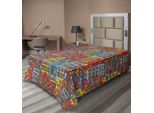 Abakuhaus Cartoon Apartments Lenzuolo, Amsterdam Olanda Panorama Urbano Schizzo Urbano Con Finestre Colorate Stampa, Morbido E Confortevole Lenzuolo Superiore Per Un Letto Decorativo 1 Pezzo 190 Cm X 100 Cm, Multicolore