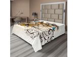 Abakuhaus Lenzuolo Con Farfalle, Farfalle Monarca Stampa Artistica Ispirata Al Damasco Vintage, Lenzuolo Morbido E Confortevole Per Un Letto Decorativo 1 Pezzo 275 Cm X 260 Cm, Marrone Chiaro Azzurro