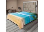 Abakuhaus Lenzuolo Da Letto, Immagine Esotica Di Laguna, Sabbia, Oceano, Paradiso, Thailandia, Natura, Lenzuolo Morbido E Confortevole Per Un Letto Decorativo, 1 Pezzo, 266 Cm X 260 Cm, Sabbia, Marrone, Azzurro