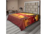 Abakuhaus Americana Lenzuolo, Alba Riflesso Dell'acqua Marina Orizzonte Nuvoloso Vista Mattutina, Morbido E Confortevole Lenzuolo Superiore Per Un Letto Decorativo 1 Pezzo 260 Cm X 228 Cm, Verde Corallo Scuro