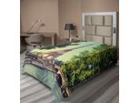 Abakuhaus Paris Lenzuolo, Torre Eiffel, Senna, Francia, Europa, Immagine Iconica, Lenzuolo Morbido E Confortevole Per Un Letto Decorativo, 1 Pezzo, 260 Cm X 168 Cm, Verde Mandorla, Marrone Chiaro
