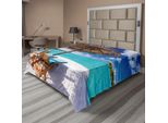 Abakuhaus Lenzuolo Da Spiaggia, Maldive Scene Spiaggia Vista Lettino Romantico Luna Di Miele Tema, Morbido E Confortevole Lenzuolo Superiore Per Un Letto Decorativo 1 Pezzo 244 Cm X 205 Cm, Marrone Acquamarina Bianco