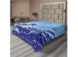 Abakuhaus Kanagawa Lenzuolo, Grande Tsunami Nell'oceano Cielo Blu Giappone Natura Grandi Onde Marine Arte, Morbido E Confortevole Lenzuolo Superiore Per Un Letto Decorativo 1 Pezzo 266 Cm X 260 Cm, Azzurro Blu Reale