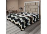 Abakuhaus Lenzuolo Geometrico, Stampa Artistica Retrò Vintage A Zig Zag Nero Sfondo Grunge Colorato, Lenzuolo Morbido E Confortevole Per Un Letto Decorativo 1 Pezzo 266 Cm X 260 Cm, Multicolore