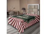 Abakuhaus Lenzuolo Da Letto Circo, Classico Spettacolo Circense Tema Stampa Artistica Antica, Morbido E Confortevole Lenzuolo Superiore Per Un Letto Decorativo 1 Pezzo 260 Cm X 168 Cm, Verde Smeraldo Crema Rubino