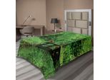 Abakuhaus Lenzuolo Da Letto, Tema "Nel Profondo Della Foresta"" Paesaggio Boscoso E Ponte Foglie Rigogliose Paesaggio Rurale, Morbido E Confortevole Lenzuolo Superiore Per Un Letto Decorativo 1 Pezzo 190 Cm X 100 Cm, Verde Marrone"