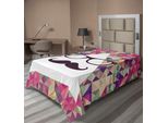 Abakuhaus Lenzuolo Geometrico, Baffi Hipster E Occhiali Su Sfondo Bianco A Mosaico Triangolare Con Stampa Divertente, Lenzuolo Morbido E Confortevole Per Un Letto Decorativo 1 Pezzo 260 Cm X 168 Cm, Multicolore