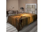 Abakuhaus Lenzuolo Da Letto, Wooden Dock Serene Bangkok Al Mattino, Stampa Con Immagine Del Sole E Dell'oceano, Lenzuolo Morbido E Confortevole Per Un Letto Decorativo, 1 Pezzo, 190 Cm X 100 Cm, Blu Scuro, Giallo, Marrone