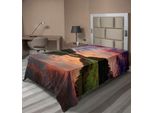 Abakuhaus Americana Lenzuolo, Parco Forestale In Ucraina Panorama Con Riflesso Sull'acqua Immagine Stampata, Morbido E Confortevole Lenzuolo Superiore Per Un Letto Decorativo 1 Pezzo 190 Cm X 100 Cm, Corallo Verde Blu