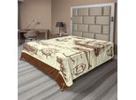 Abakuhaus Lenzuolo Da Letto Marino, Tema Oceano Stile Retrò Effetto Disegno Incorniciato Collezione Nautica, Lenzuolo Superiore Morbido E Confortevole Per Un Letto Decorativo 1 Pezzo 260 Cm X 228 Cm, Marrone Crema