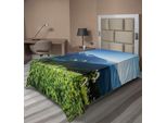 Abakuhaus Lenzuolo Naturale, Diablo Lake Washington Mountains Dandelion Thistle Flowers Wilderness Image, Morbido E Confortevole Lenzuolo Superiore Per Un Letto Decorativo 1 Pezzo 260 Cm X 168 Cm, Verde Azzurro Cielo
