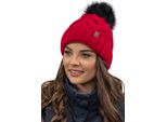 Cappello A Maglia Vivisence Da Donna - Cappello Con Pompon Per L'inverno E L'autunno - Cappello Con Pompon Per L'inverno Da Donna - Rosso