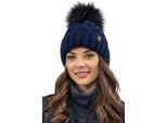Cappello Da Donna Lavorato A Maglia Vivisence - Copricapo Con Pompon Per L'inverno E L'autunno - Cappello Con Pompon E Interno In Pile Per L'inverno - Blu Scuro