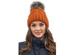 Cappello A Maglia Da Donna Vivisence - Cappello Con Pompon Da Donna Per L'inverno E L'autunno - Cappello A Maglia Con Pompon - Arancione