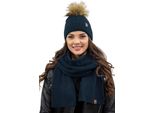 Berretto Da Donna Vivisence Con Pompon E Sciarpa Caldo Copricapo E Scaldacollo Per L'inverno E L'autunno Caldo E Spesso, Berretto Invernale Con Pompon, Set Invernale Da Donna, Eu, Blu Scuro, Unità