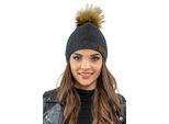 Berretto Da Donna Vivisence Con Pompon, Copricapo Caldo E Confortevole Per L'inverno E L'autunno, Berretto Invernale Con Pompon, Berretto Caldo In Maglia Spessa, Berretto Classico Da Donna, Eu, Grigio Scuro, Universale