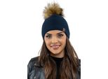 Berretto Da Donna Vivisence Con Pompon, Copricapo Caldo E Confortevole Per L'inverno E L'autunno, Berretto Invernale Con Pompon, Berretto Caldo In Maglia Spessa, Berretto Classico Da Donna, Eu, Blu Scuro, Universale