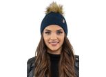 Berretto Da Donna Vivisence Con Pompon, Copricapo Caldo E Confortevole Per L'inverno E L'autunno, Berretto Invernale Con Pompon, Berretto Caldo In Maglia Spessa, Berretto Classico Da Donna, Eu, Blu Scuro, Universale