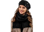 Vivisence Berretto Da Donna Elegante Cappello Invernale E Sciarpa Set Caldo Copricapo E Copricollo Per L'inverno E L'autunno Caldo Spesso, Set Invernale Per Le Donne, Eu, Nero, Taglia Unica