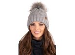 Vivisence Cappello Lavorato A Maglia Da Donna - Cappello Con Pompon Per Donna Autunno Invernale - Cappello Con Pompon Caldo Cappello Invernale Lavorato A Maglia Spessa - Grigio Chiaro