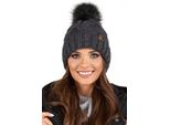 Vivisence Cappello A Maglia Da Donna - Cappello A Pompon Per L'inverno Cappello Autunnale Con Pompon Caldo Cappello Invernale Da Donna A Maglia Spessa - Grigio Scuro