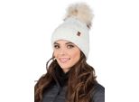 Cappello A Maglia Vivisence Per Donna - Cappello Con Pompon Per Donna - Cappello Con Pompon Caldo Cappello Invernale Lavorato A Maglia Spessa - Ecru